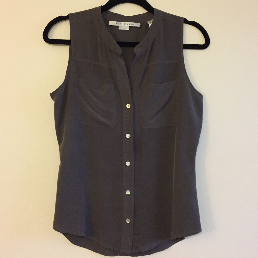 Max Studio Silk Sleeveless Blouse